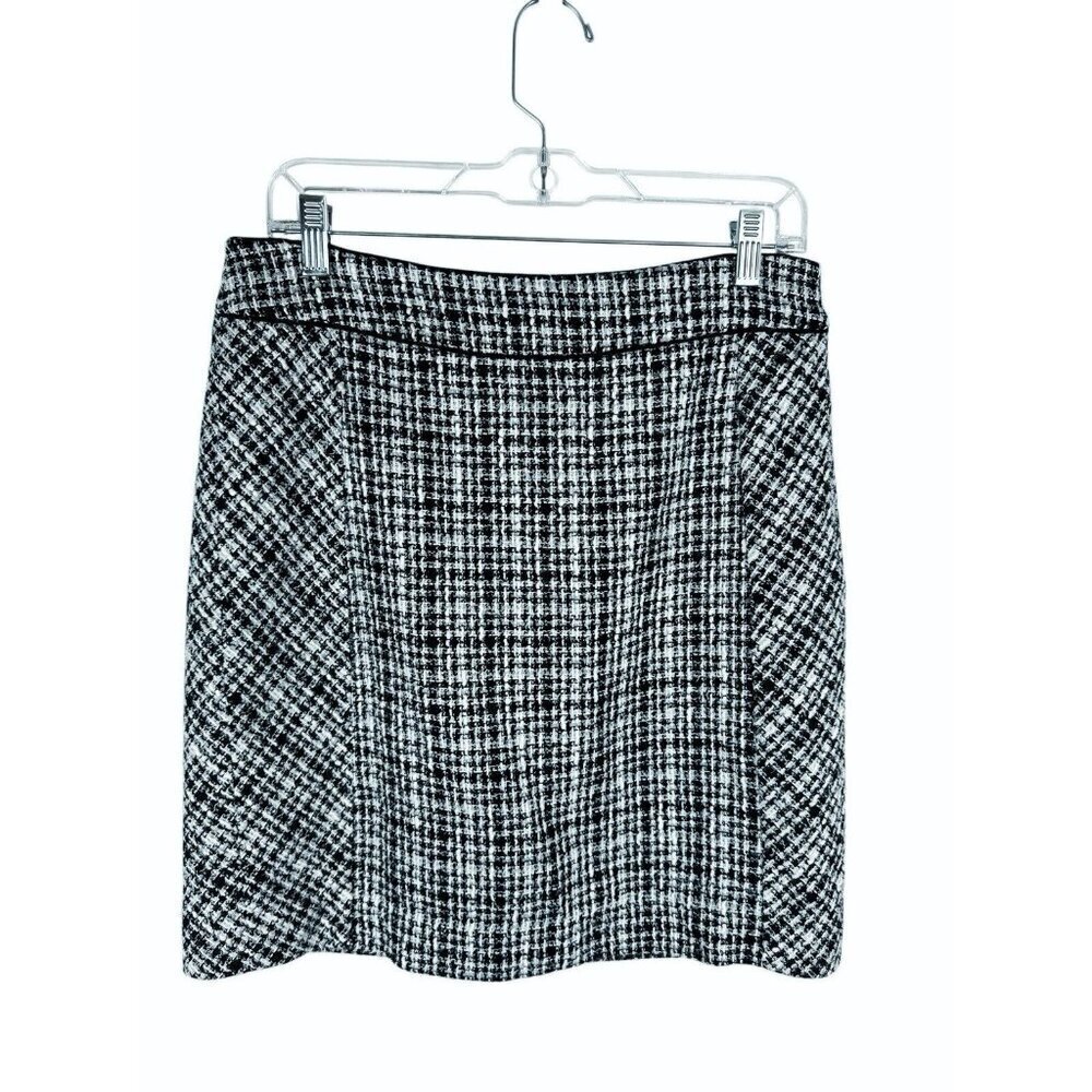 White House Black Market Women's 10 Mini Pencil Skirt B&W Tweed Wool Blend